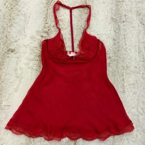 Victoria’s Secret Very Sexy Red Sheer Underwire Chemise Babydoll Top 34B